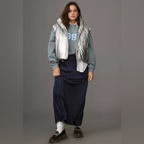 Daily Practice by Anthropologie Silver Metallic Puffer Vest - Picture 15 of 16